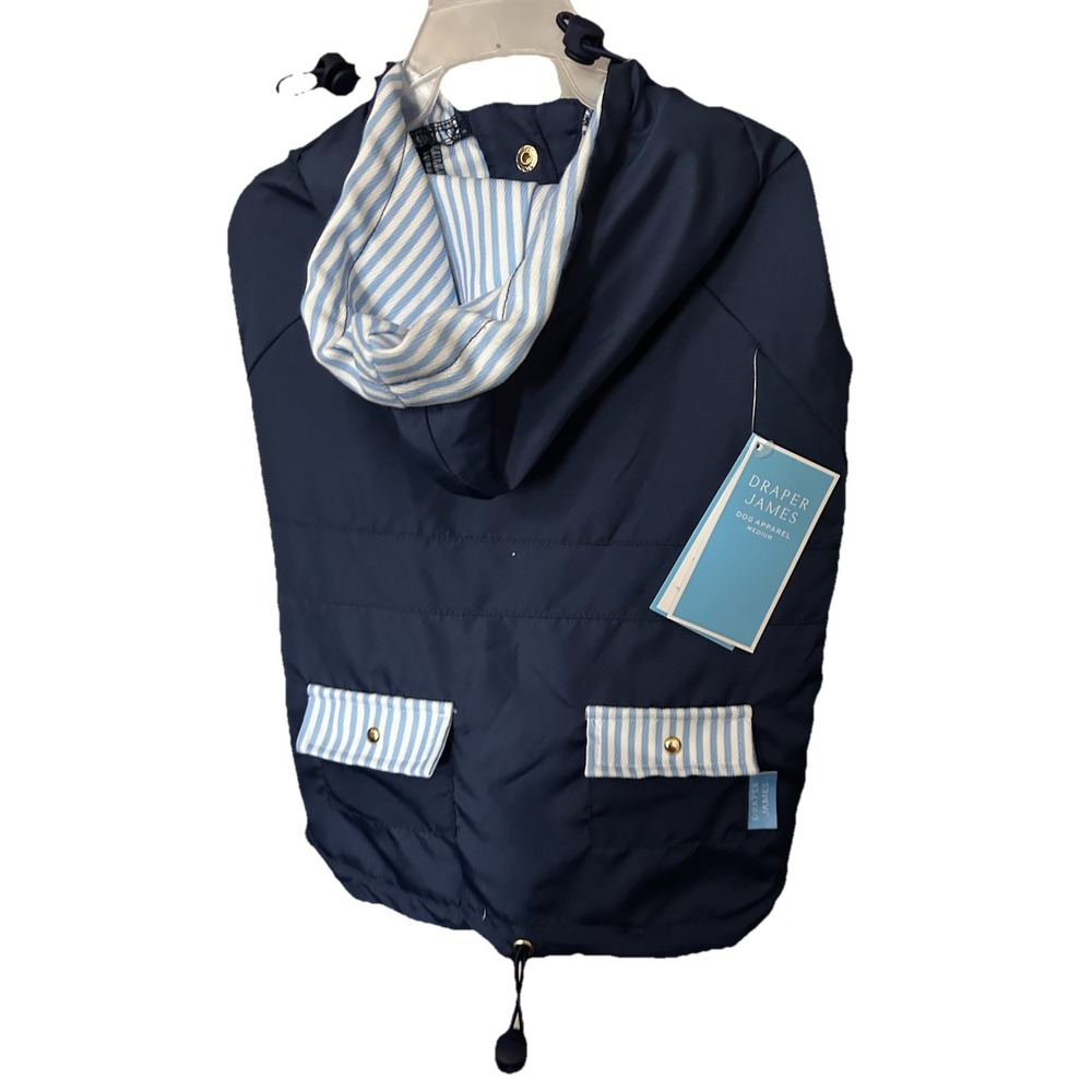 Draper James Hooded Pocket Rain Jacket for Dogs (Blue) - Medium - New w/ Tags